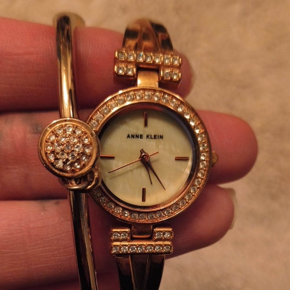 Anne Klein Gold Watch with Crystal Accents